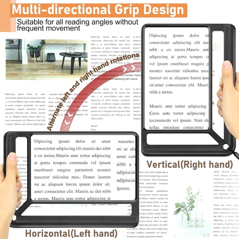 5X Full Page Magnifying Glass for Reading, Lightweight Rectangular Magnifier ...