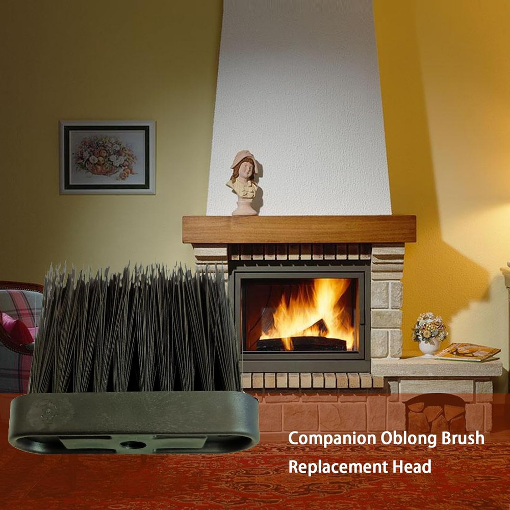 2Pcs Fireplace Brush Replacement Head Oblong Hearth Black