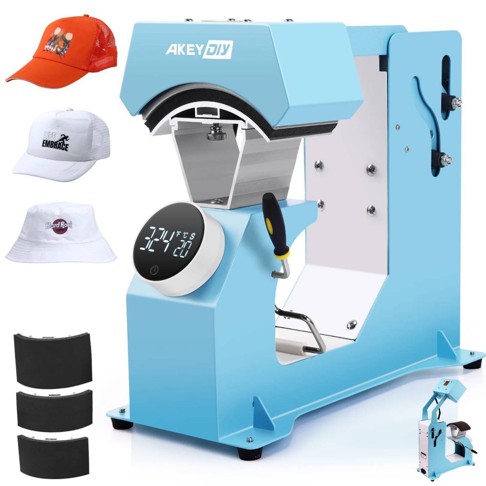 3-in-1 Auto Cap Heat Press Machine, Hat Heat Press with 3pcs Replaceable Heating