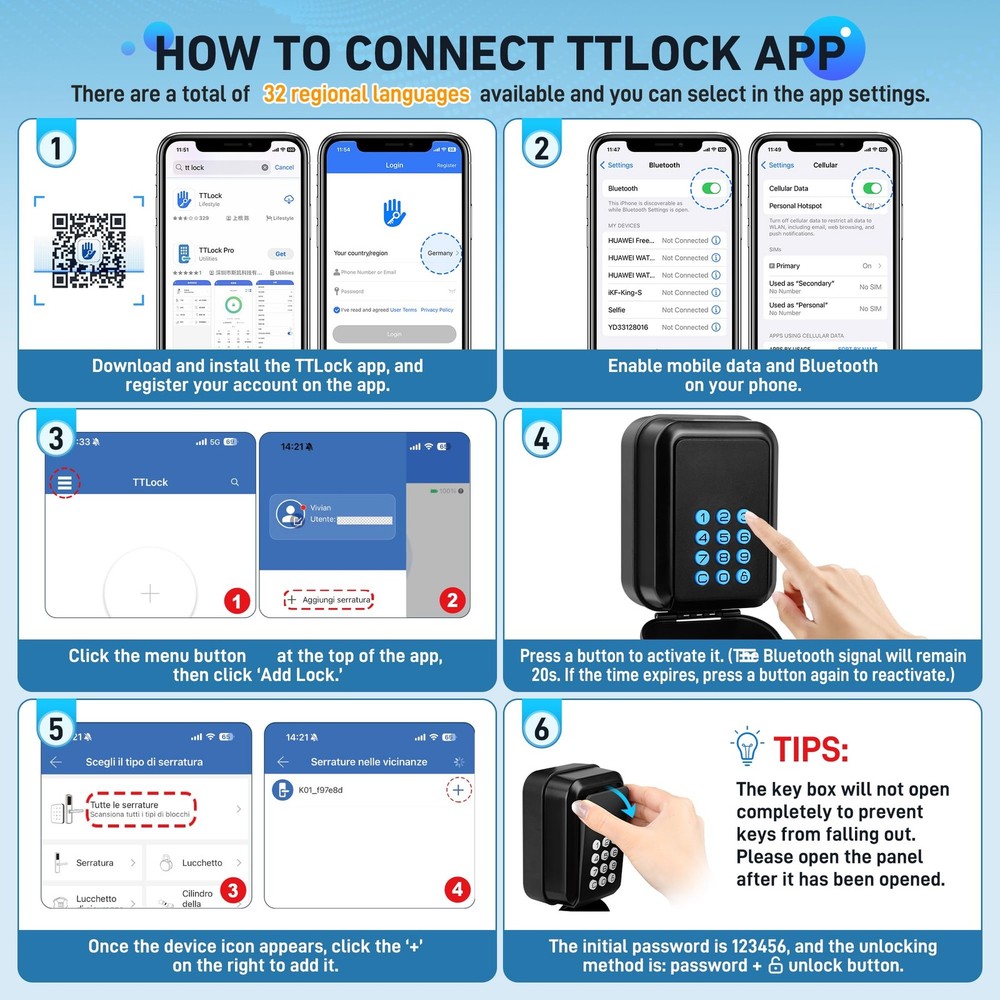 Key Lock - Bluetooth Electronic Lock for Keys, Wall Mount Digital Key Storage...
