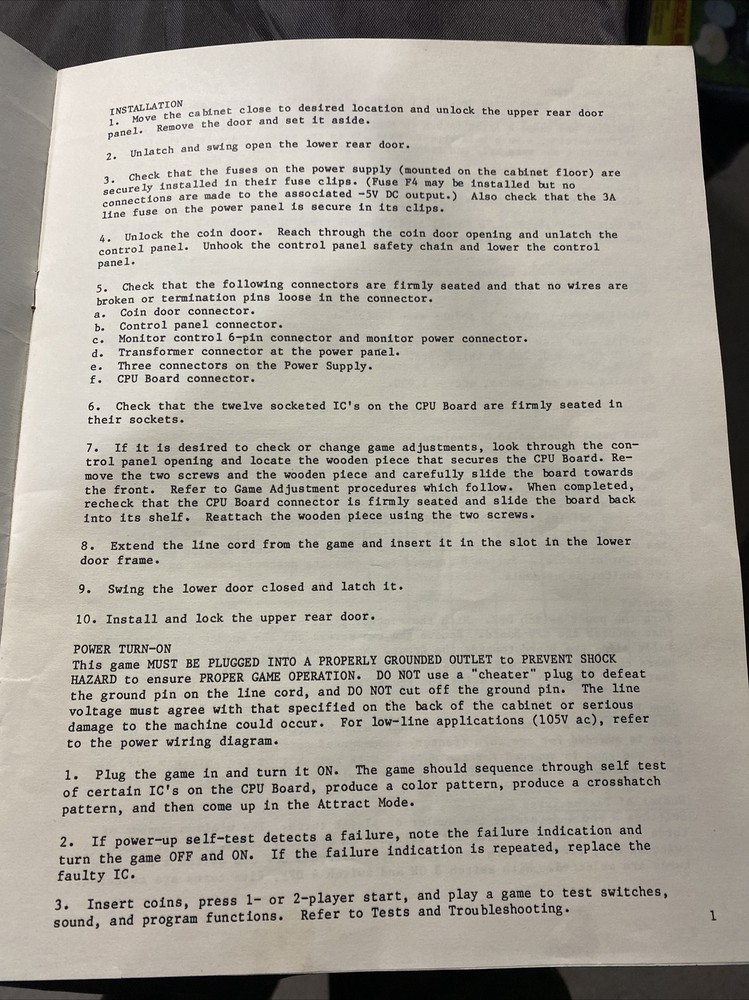 Make Tracks Video Arcade Game Manual, Williams