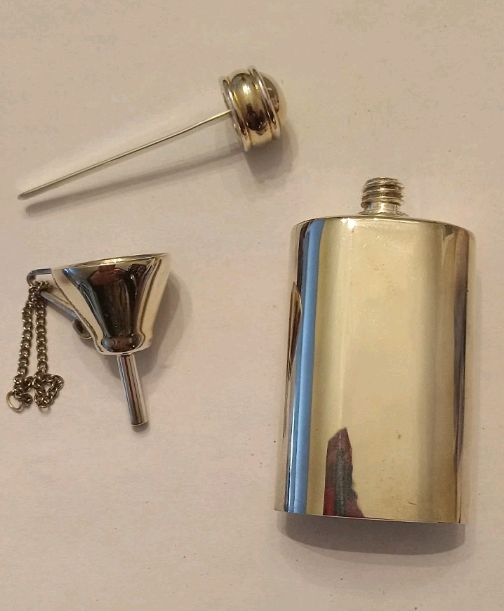 Silvertone Perfume Bottle And Funnel