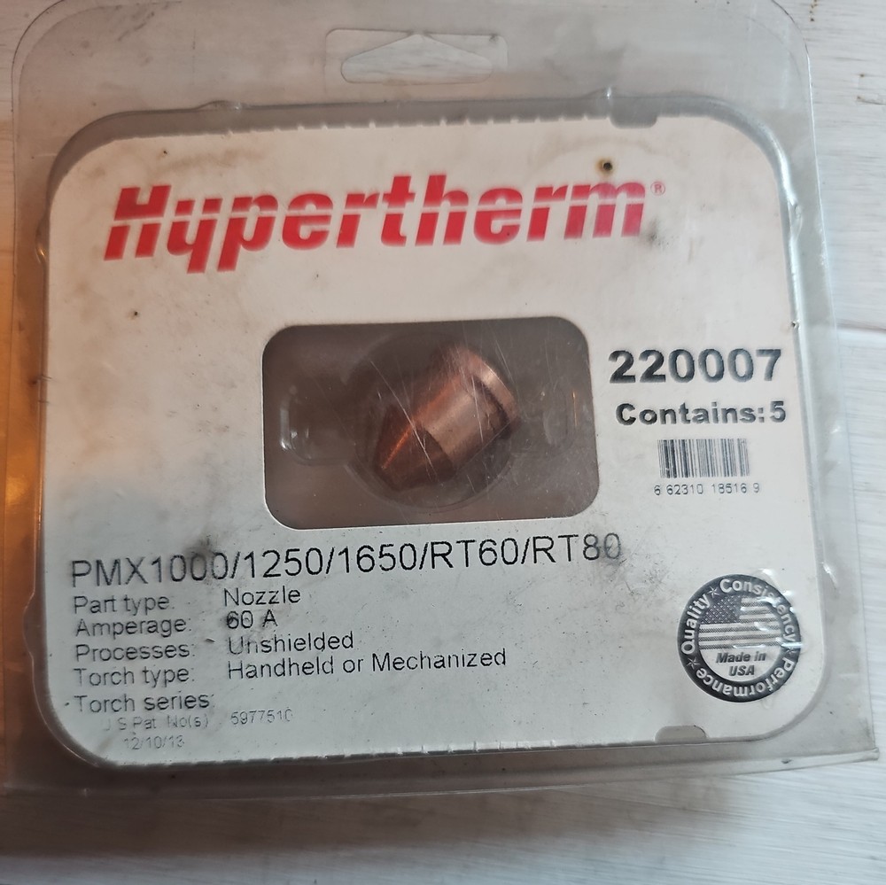 Hypertherm 220007 Nozzle Unshielded Extended 60 Amp 4 pack