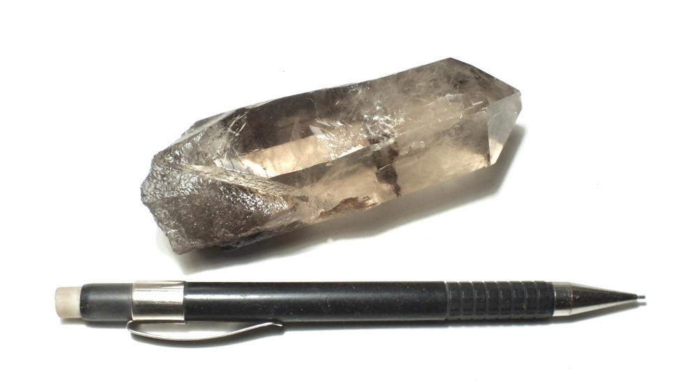 quartz - smoky quartz point - teaching hand/display specimen