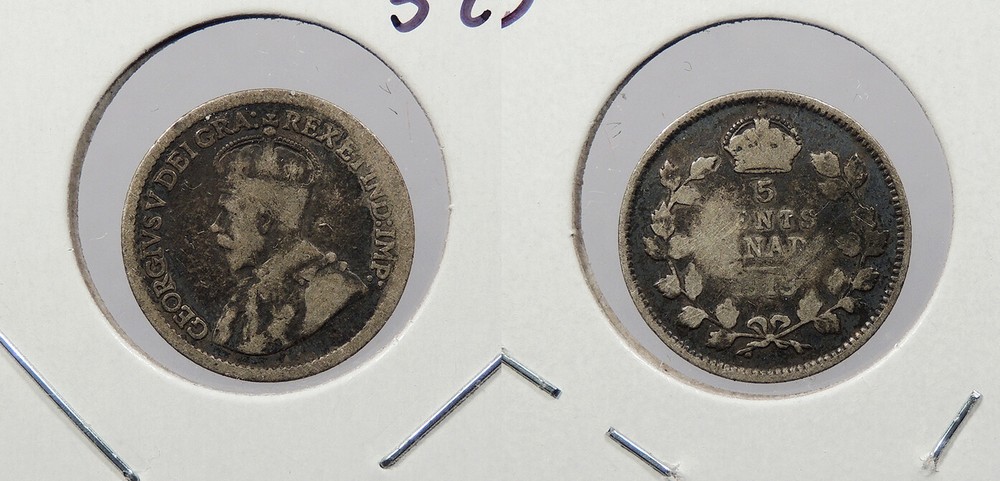 CANADA 1913 Silver 5 Cents #WC98397