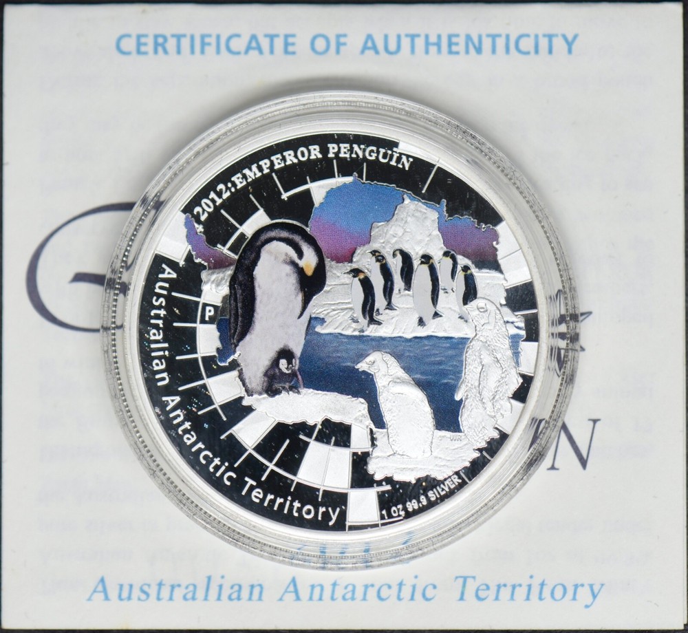 2012 Australia Silver 1 ozt $1 Emperor Penguin Colorized ✪COINGIANTS✪