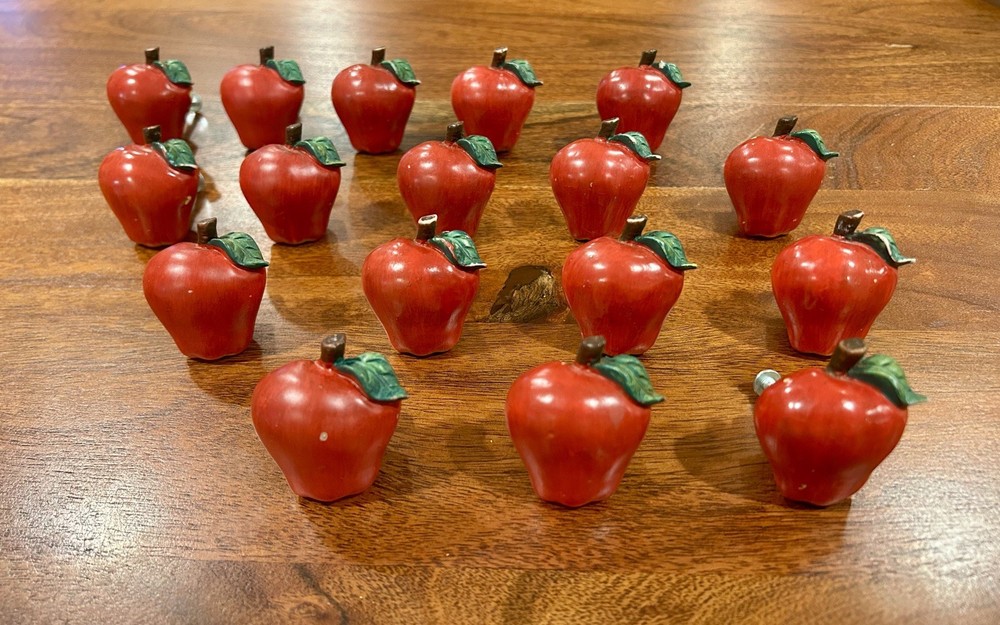Apple Drawer/Cabinet Pull Knobs Hand Painted W/ Hardware 17 pcs. Available