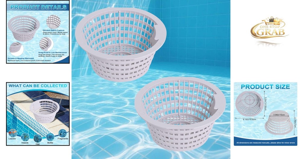 Pool Skimmer Basket Replacement Pack for Swimline Hydrotools 8928 2 Pack