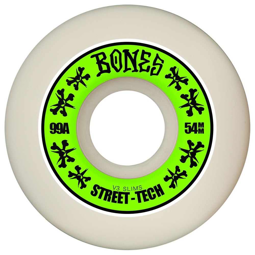 Bones Skateboard Wheels 54mm STF V3 Slims 99A White