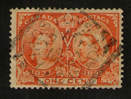Canada  Scott 51 - One Cent Jubilee - Kingston Squared Circle