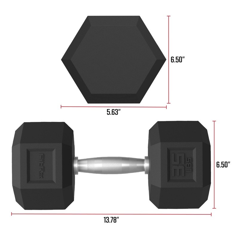 35 lbs Rubber Coated Hex Dumbbell Durable Anti Roll Solid Steel Handle New
