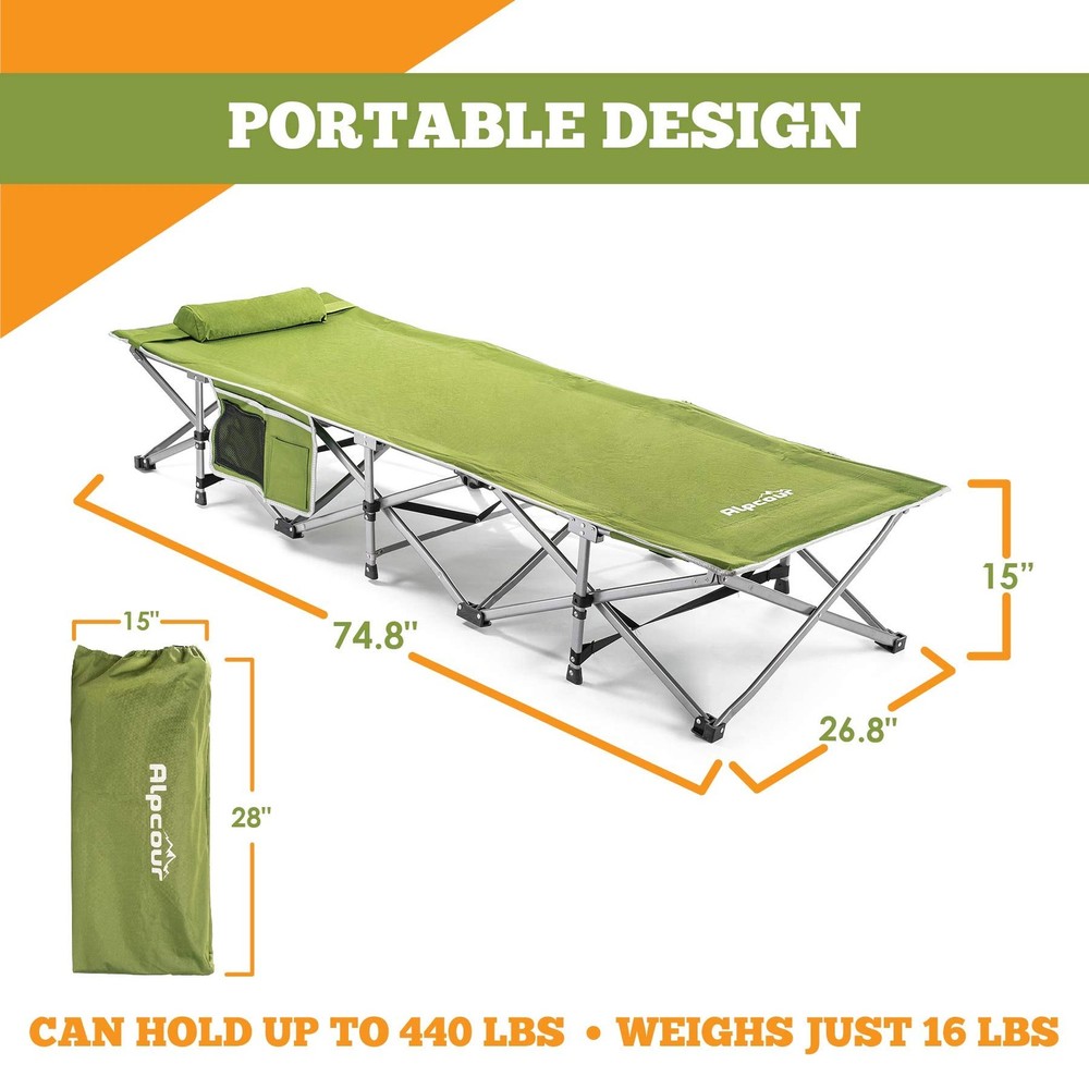 Folding Camping Cot – Extra Strong Single Person Small-Collapsing Bed in a Ba...