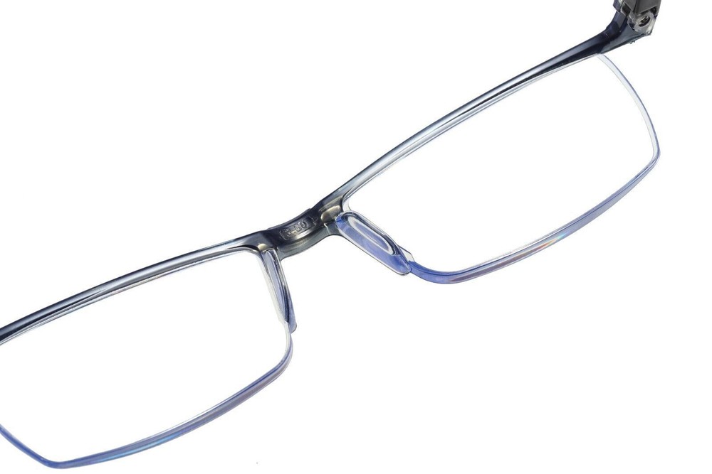 4 Pair Mens Rectangular Blue Light Blocking Reading Glasses Spring Hinge Readers
