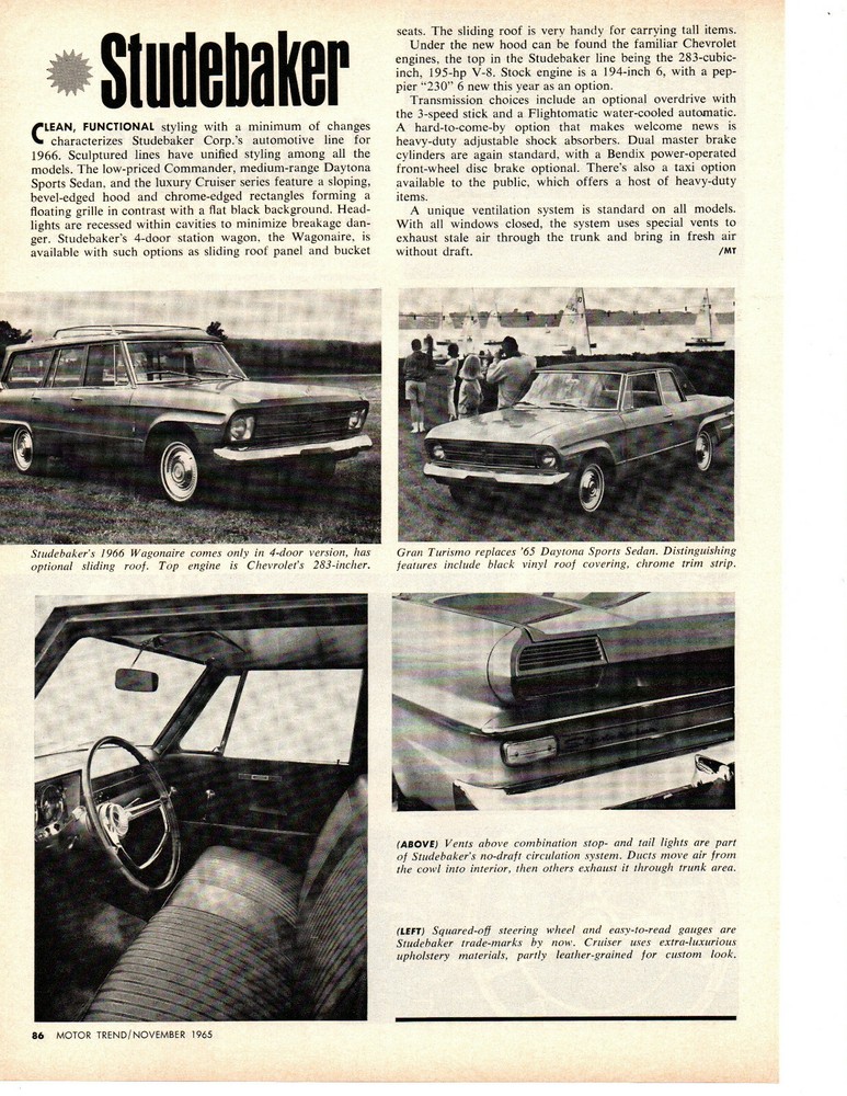 1966 STUDEBAKER ~ ORIGINAL NEW CAR PREVIEW ARTICLE / AD