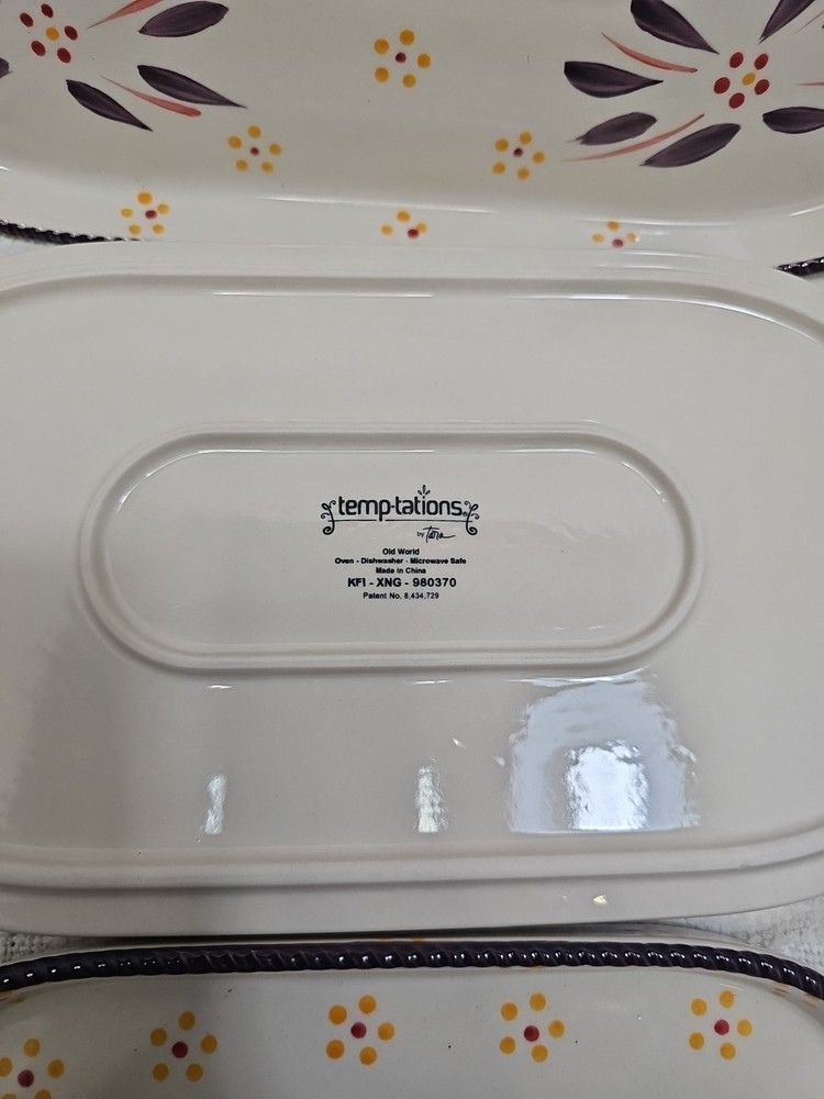 Temptations Old World Confetti Eggplant Squoval 3 Nesting Baking Dish Set