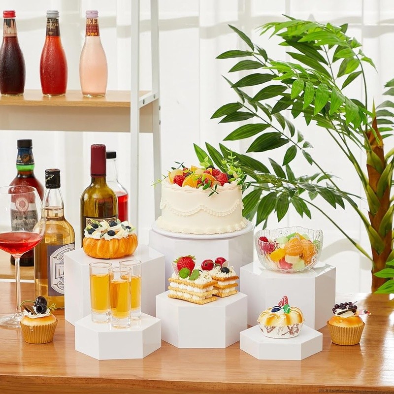 Acrylic Display Stands Clear Risers Buffet Table Multi-purpose Storage New