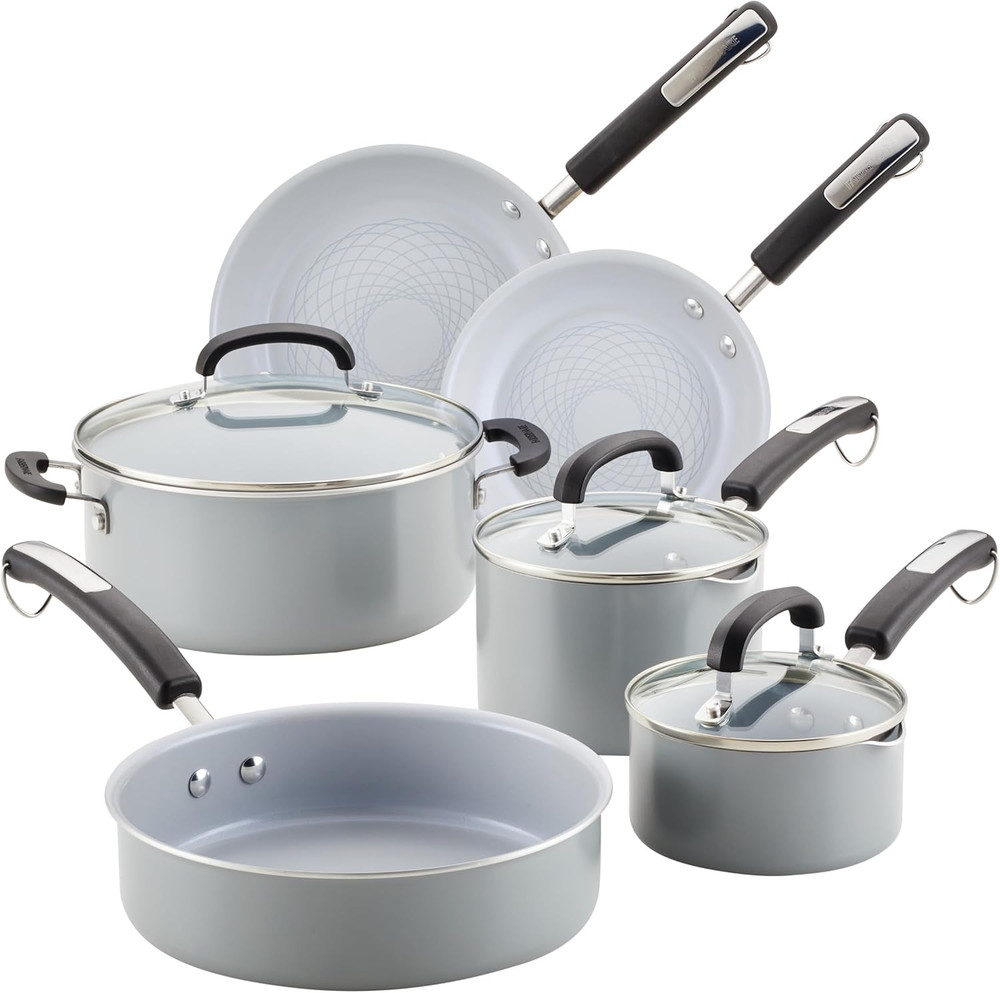 Ecoadvantage 13-Piece Gray Ceramic Nonstick Cookware Set for Effortless Cooking