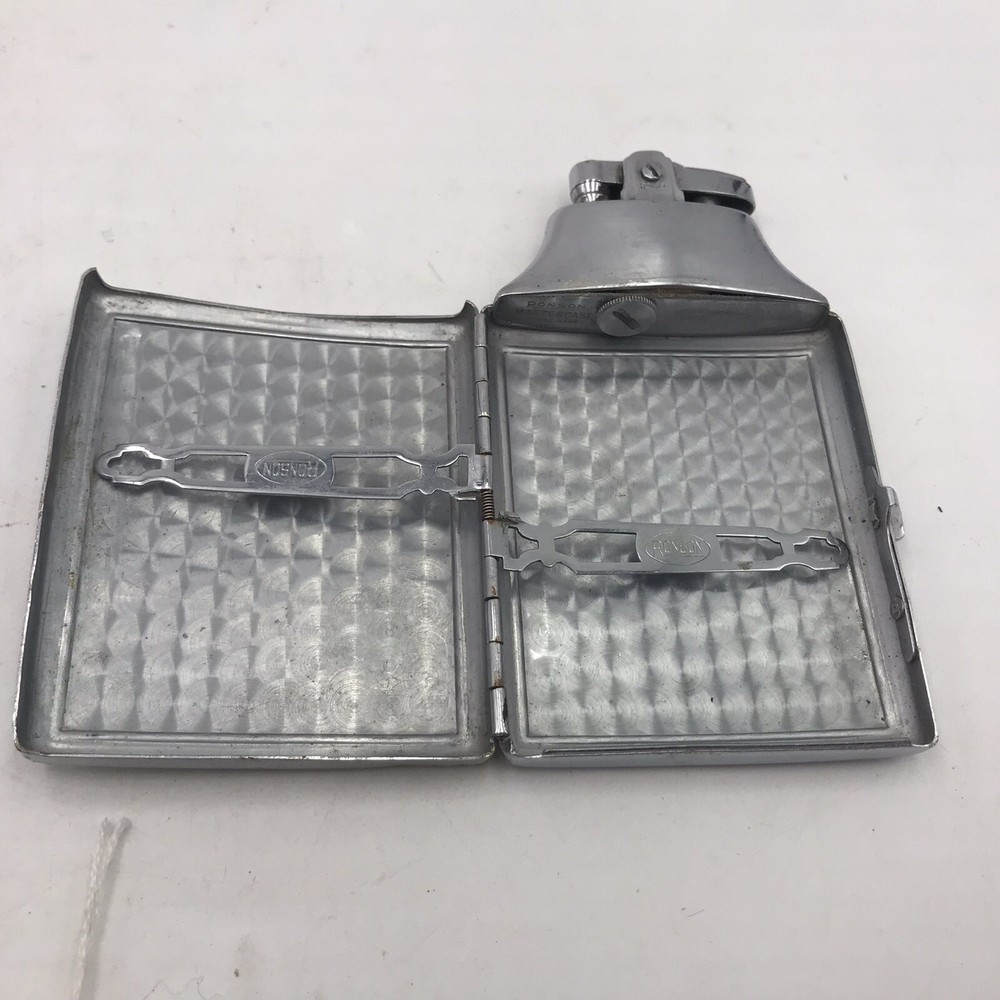 ART DECO RONSON MASTERCASE LIGHTER AND CIGARETTE CASE COMBO Inscribed