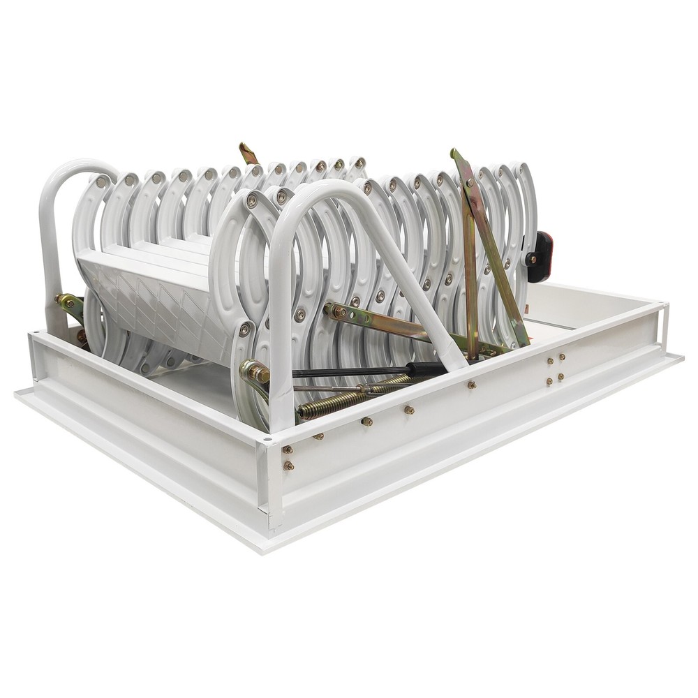 9.8ft Hidden Telescopic Folding Ladder White Attic Pull Down Ceiling stairs