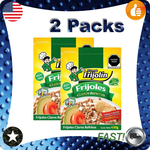2 Packs El Duende Beans Refried Light Beans 430g