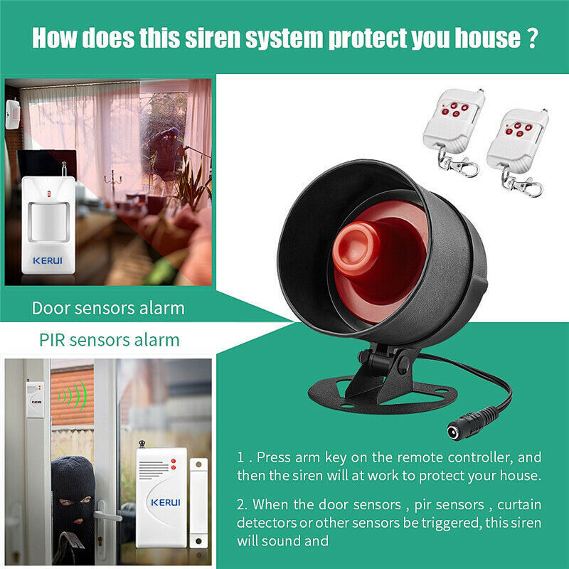 Home Siren Security Alarm System+2 Motion Detector 2 Remote Control KERUI