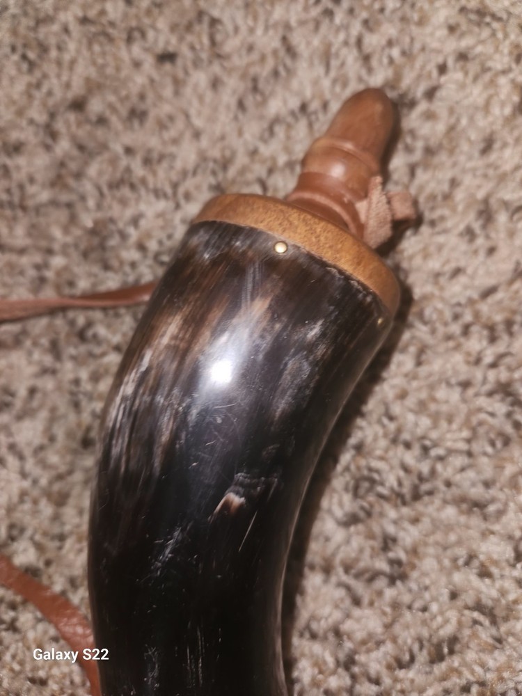 Black Powder Horn w/ Leather Strap