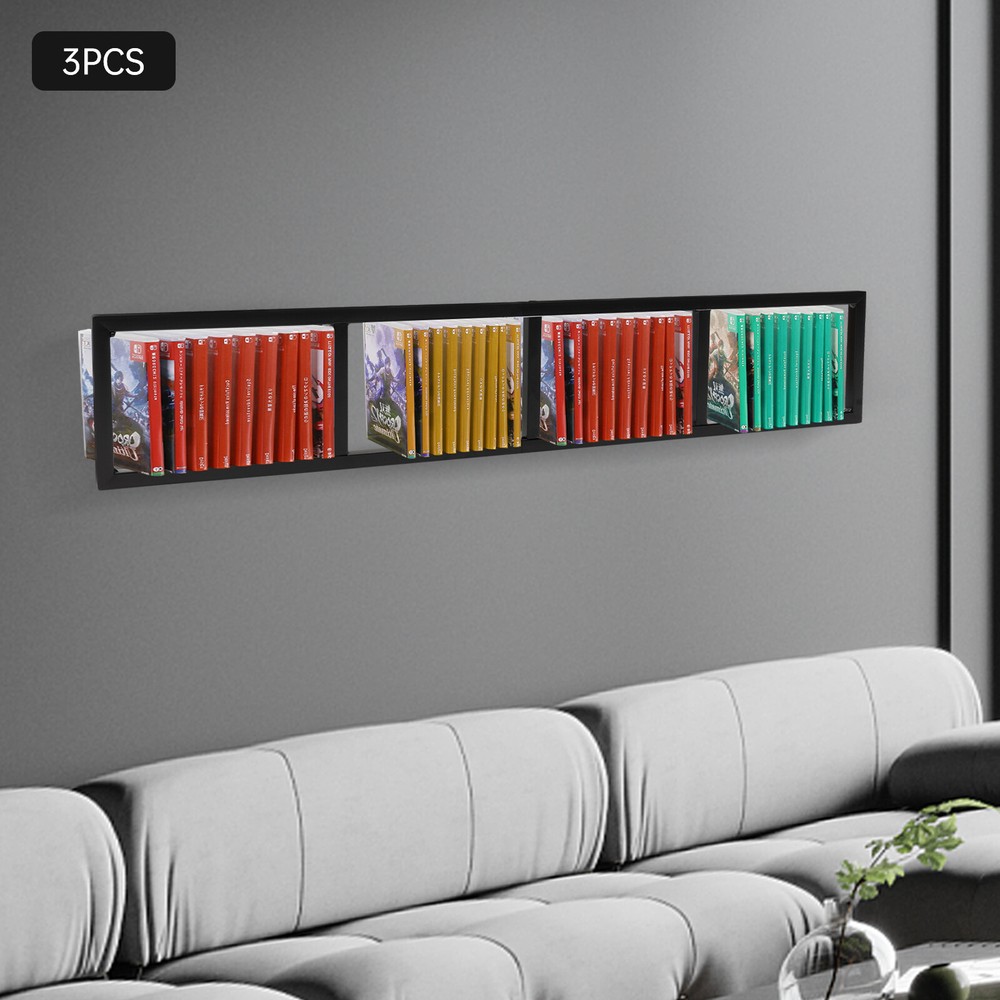 3-Stand Wall Mount CD Rack - Space-Saving Media Storage Organizer