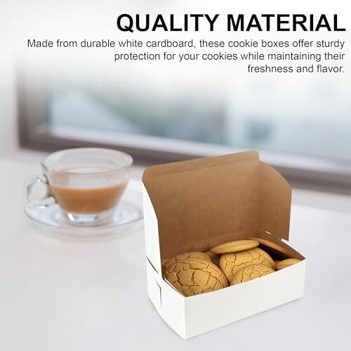 Cookie Boxes - 10" x 6" x 3 5" (15 Pieces) White Bakery Boxes No-Window -