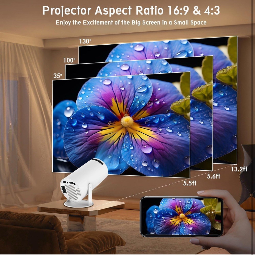 Projector Multimedia Ultra HD High Dynamic Range Smart Portable HY300 New