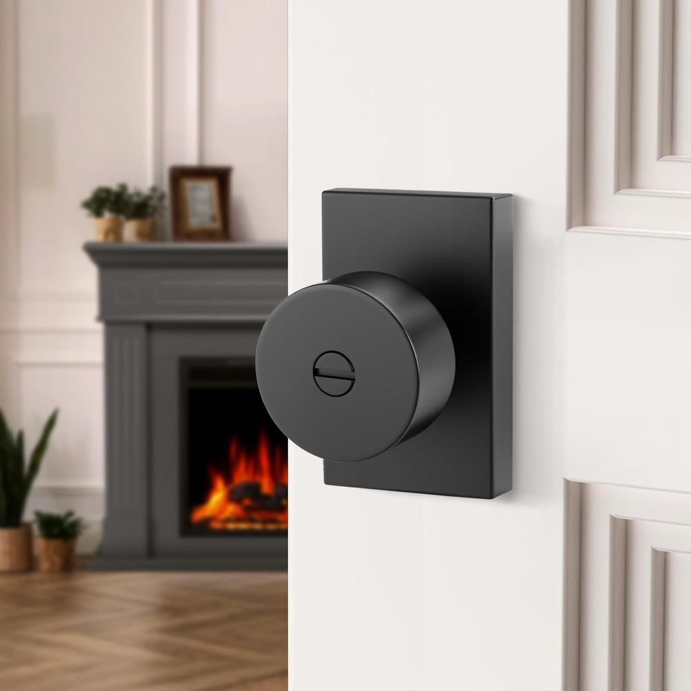 Matte Black Door Knobs Interior Privacy, Zinc-Alloy Interior Door Knobs, Heav...