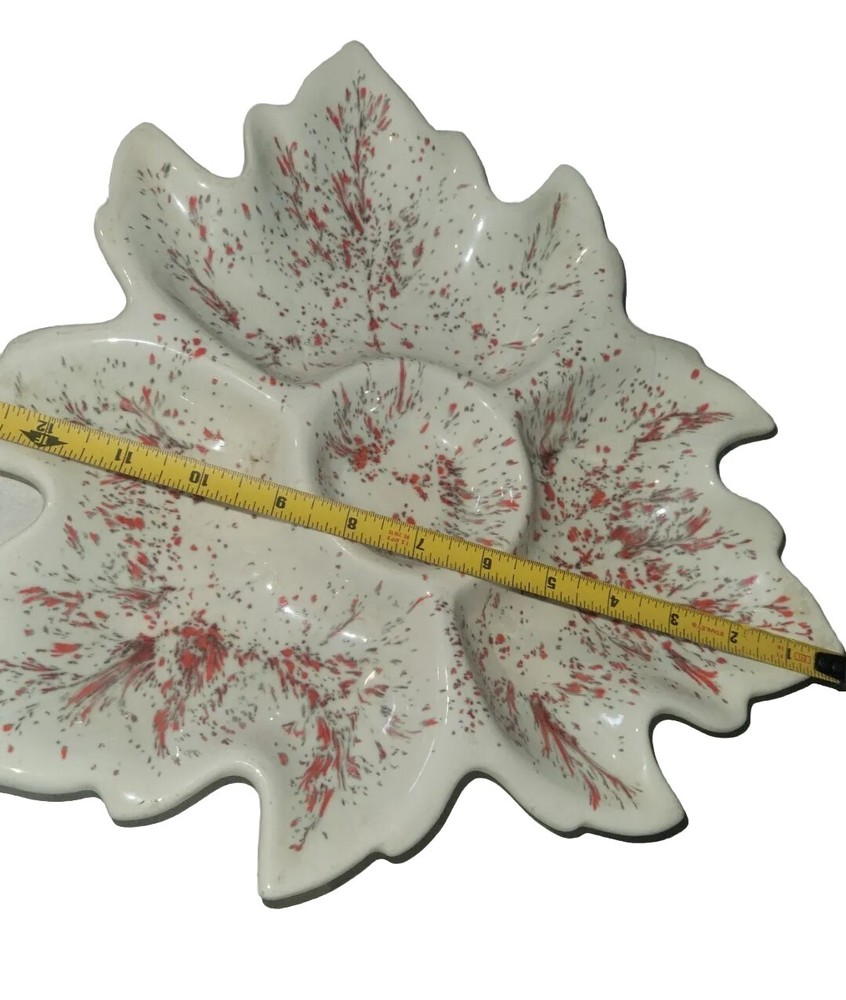 Christmas Tree Appetizer Dish Platter Porcelain White and Red