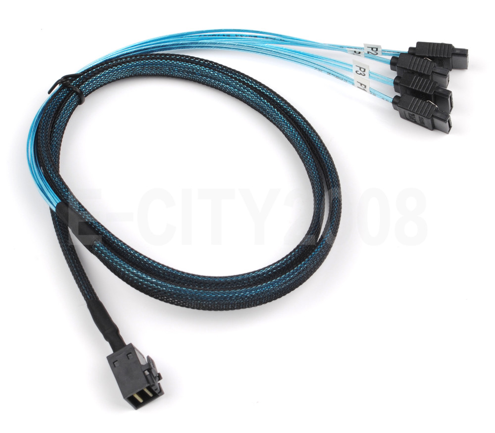 2x Mini SAS SFF-8643 to 4 SATA 7pin hard disk 6Gbps data Server Raid Cable 1m US