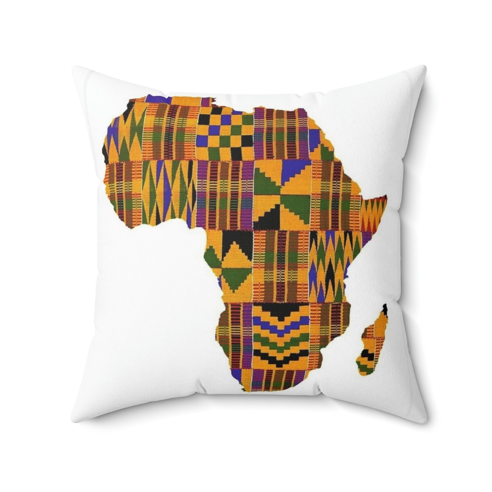 African Map Kente Print Spun Polyester Square Pillow