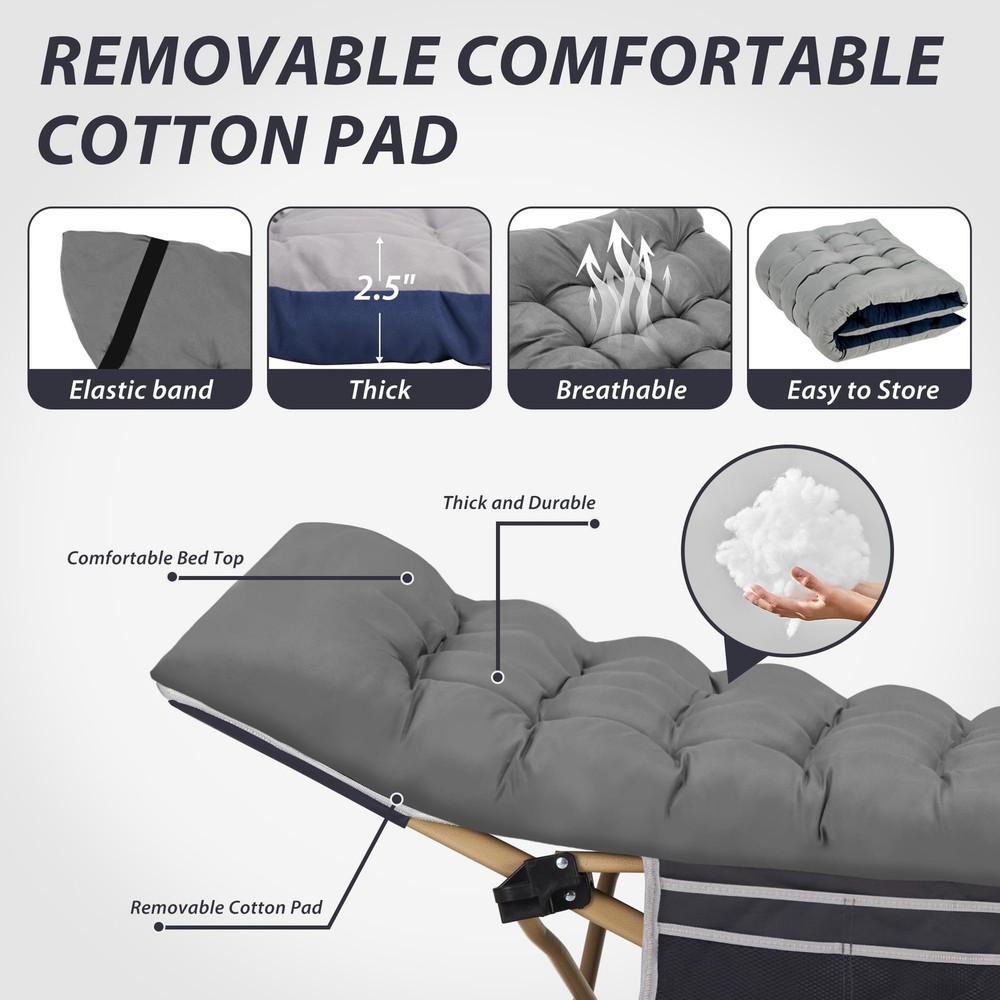 Folding Camping Cot with Comfy Mattress(Grey),600LBS(Max Load),Portable Cot B...