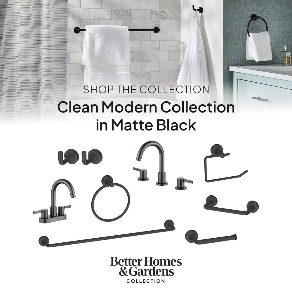 Clean Modern Collection 24" Wall Mount Towel Bar Matte Black