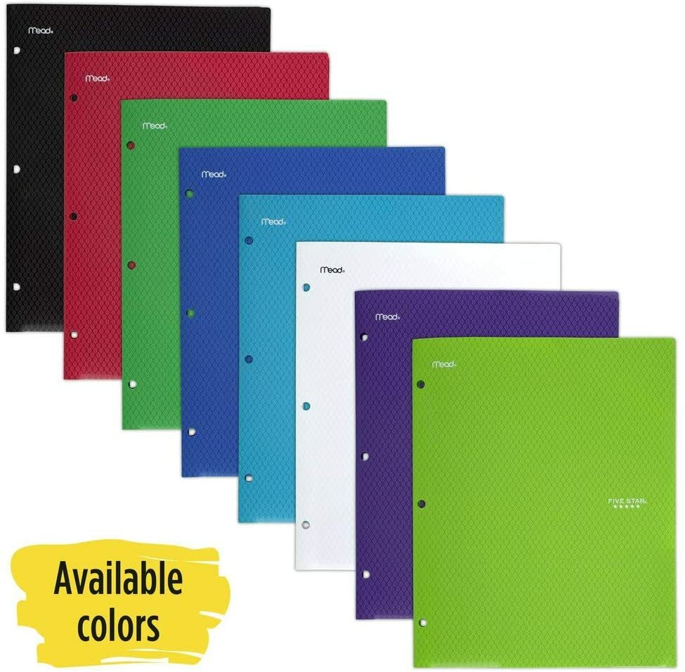 Five Star 2 Pocket Plastic Folder ( single item & assorted colors)