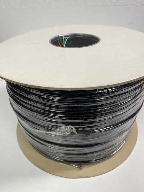 Flat Telephone Wire, 6 Conductor, 28 Gauge Stranded Copper Wire, Black Jacket