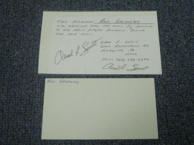 Ross Grimsley AUTOGRAPH Index Card JSA Auction Certified