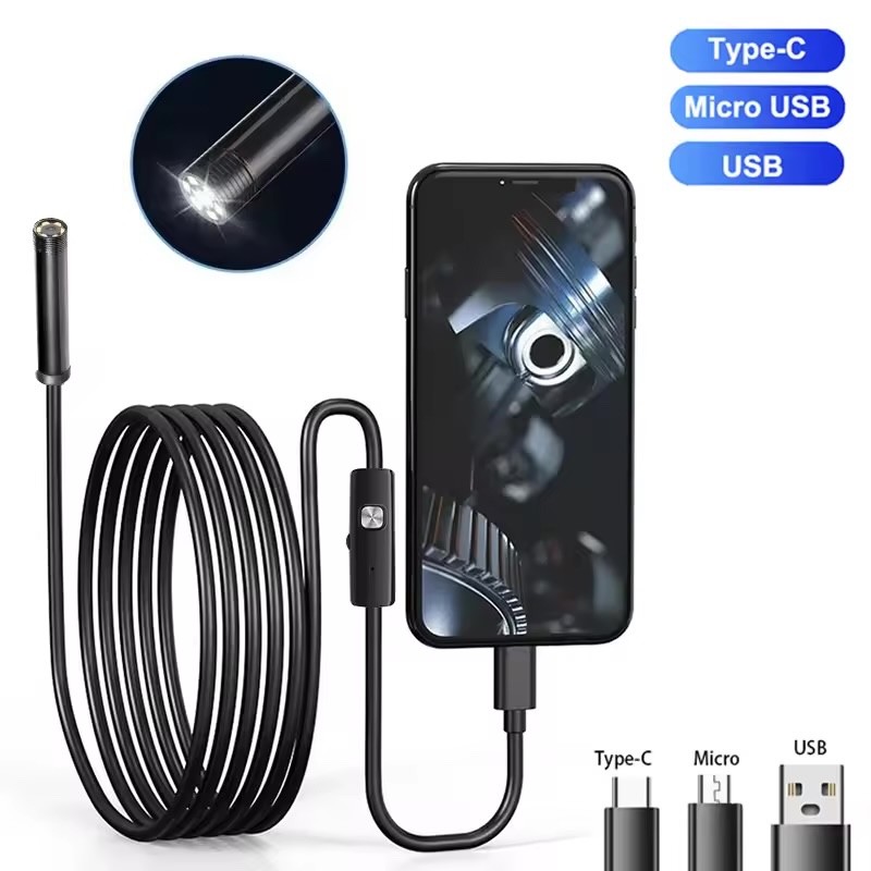5.5MM Android Endoscope Camera 3 IN1 Micro USB Type C Borescope Mini Camera