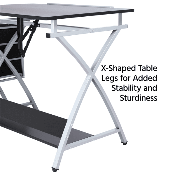 Adjustable Steel Drafting Table Three Storage Drawers Shelf and Stool
