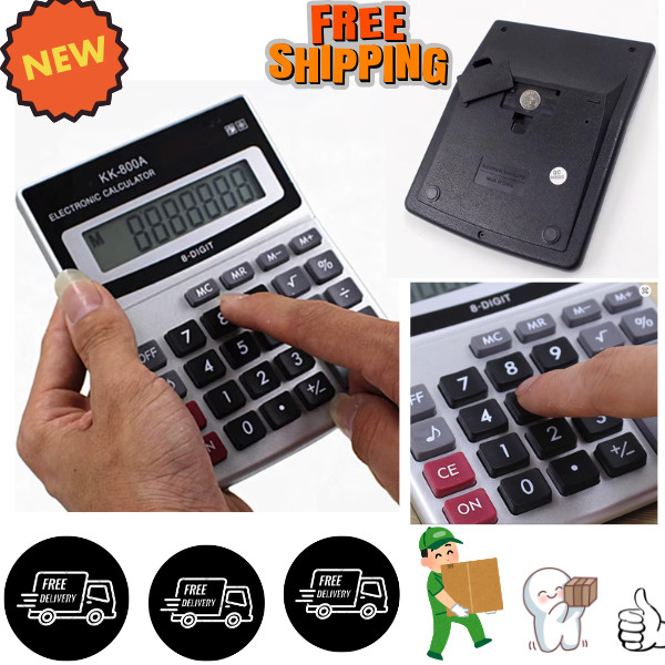 8-Digit Desktop Calculator Standard Function Dual Power Calculator Solar and AA