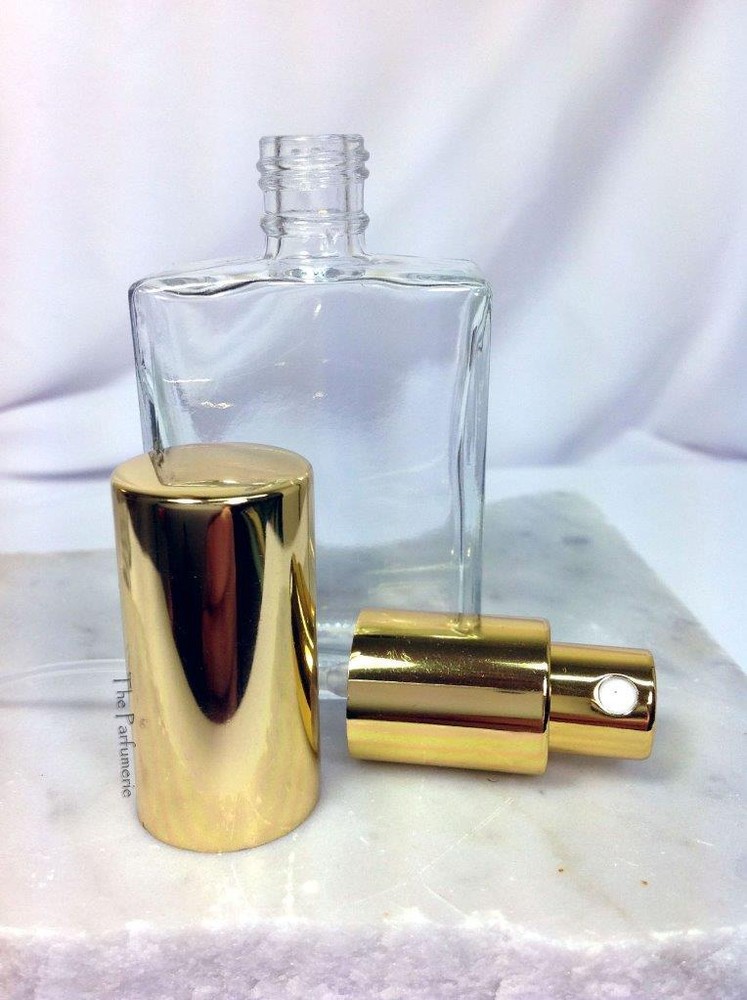 Luxury Perfume Bottles, Refillable Spray Atomizers 1, 2 and 4 oz. - Flat Shape