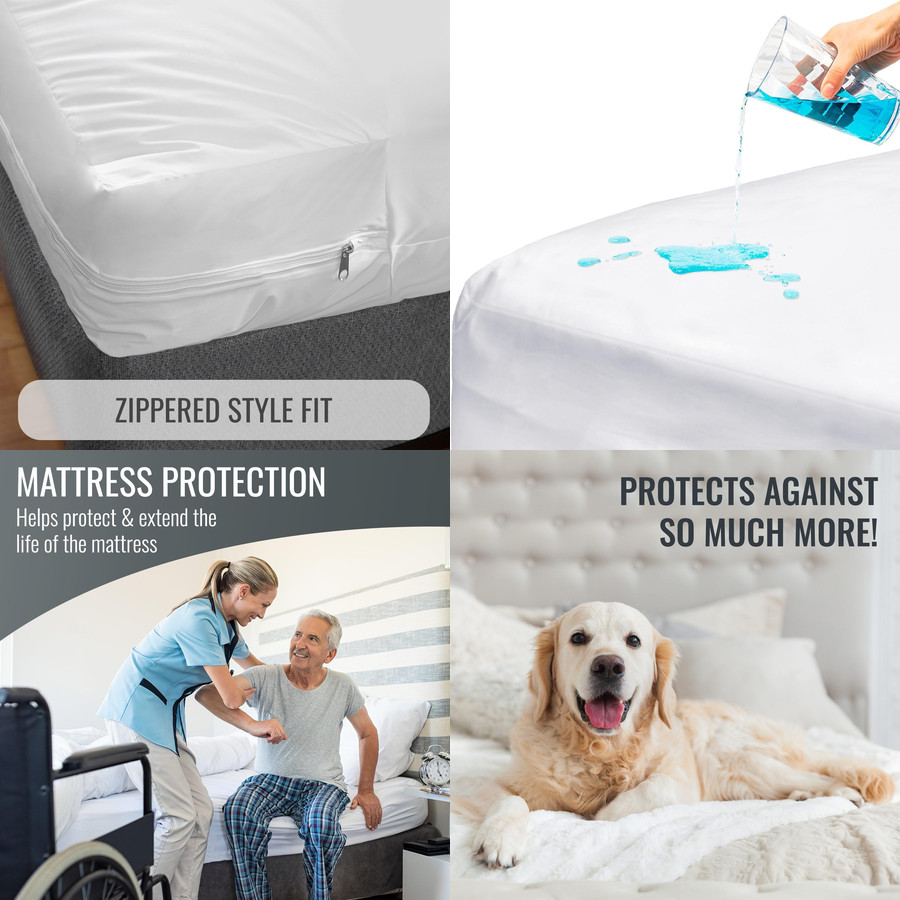 Bed Cover King Size Zippered Fitted Sheet Plastic Mattress Protector Waterproof