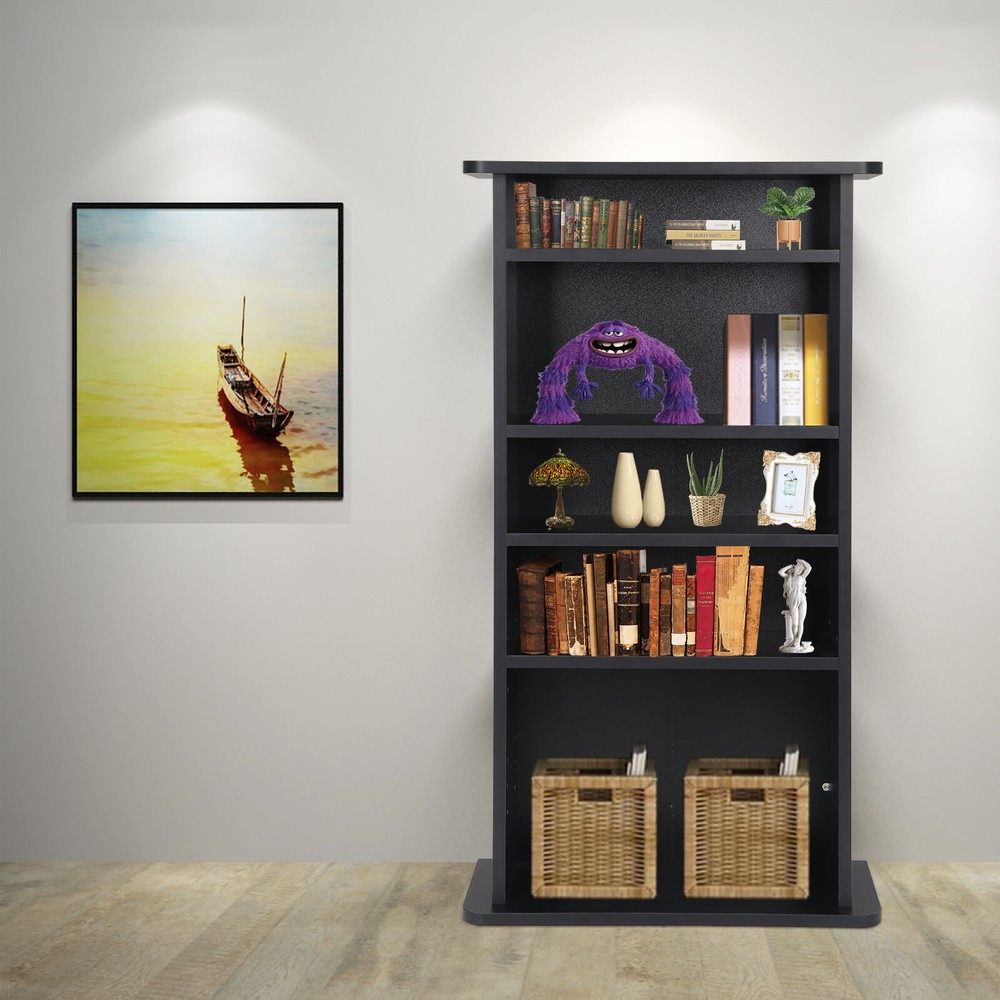 5 Layer Multimedia Storage Cabinet Rack Book Shelf Organizer Stand Audio Tower