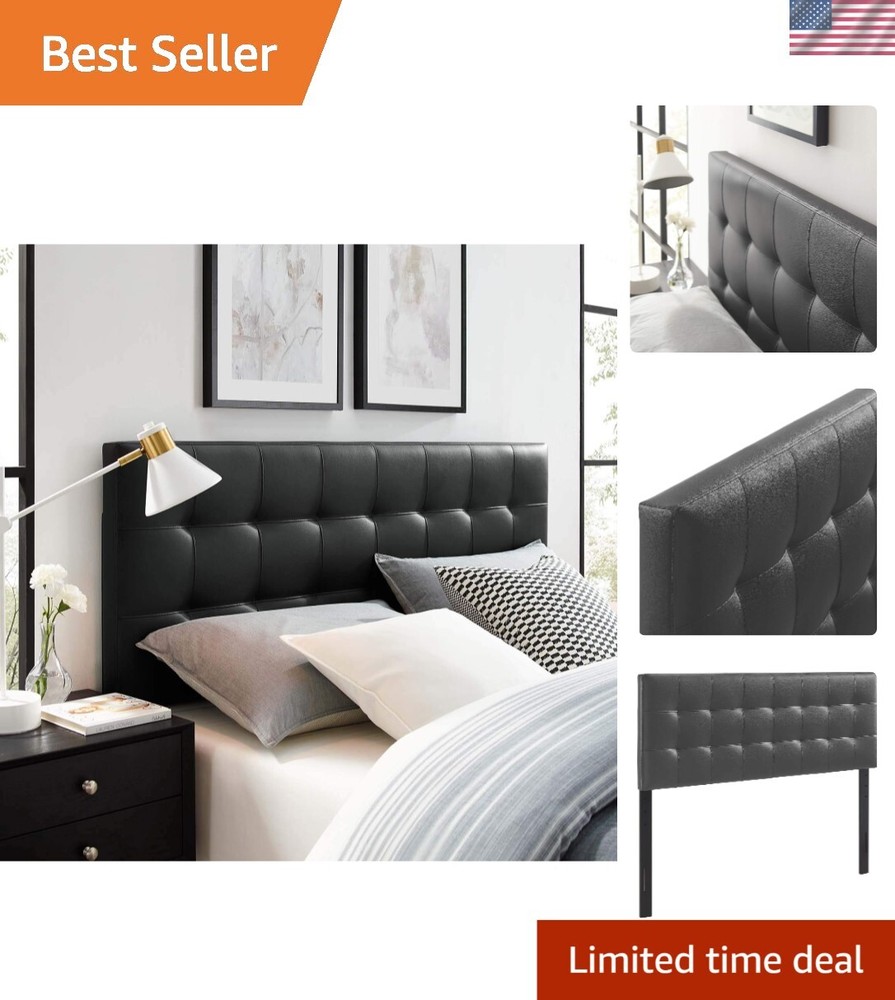 Modern Full Upholstered Headboard in  Leather - Adjustable Height Design