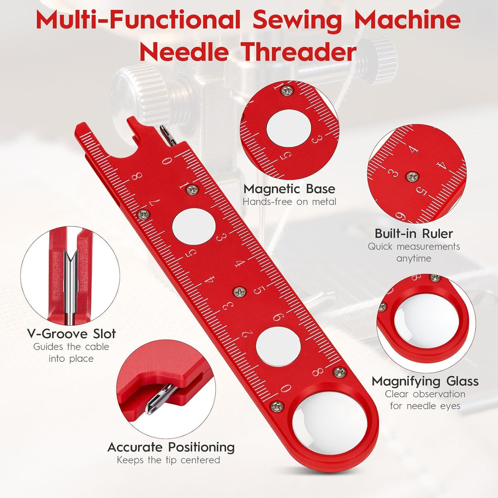 Sewing Machine Needle Threader, 4 in 1 Automatic Quick Threading Tool, Multifunc