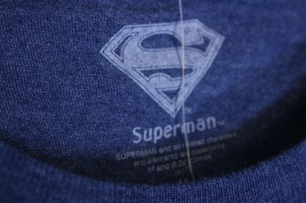 Superman Short Sleeve Tee Shirt Navy Blue Heather Shield Authentic DC Comics
