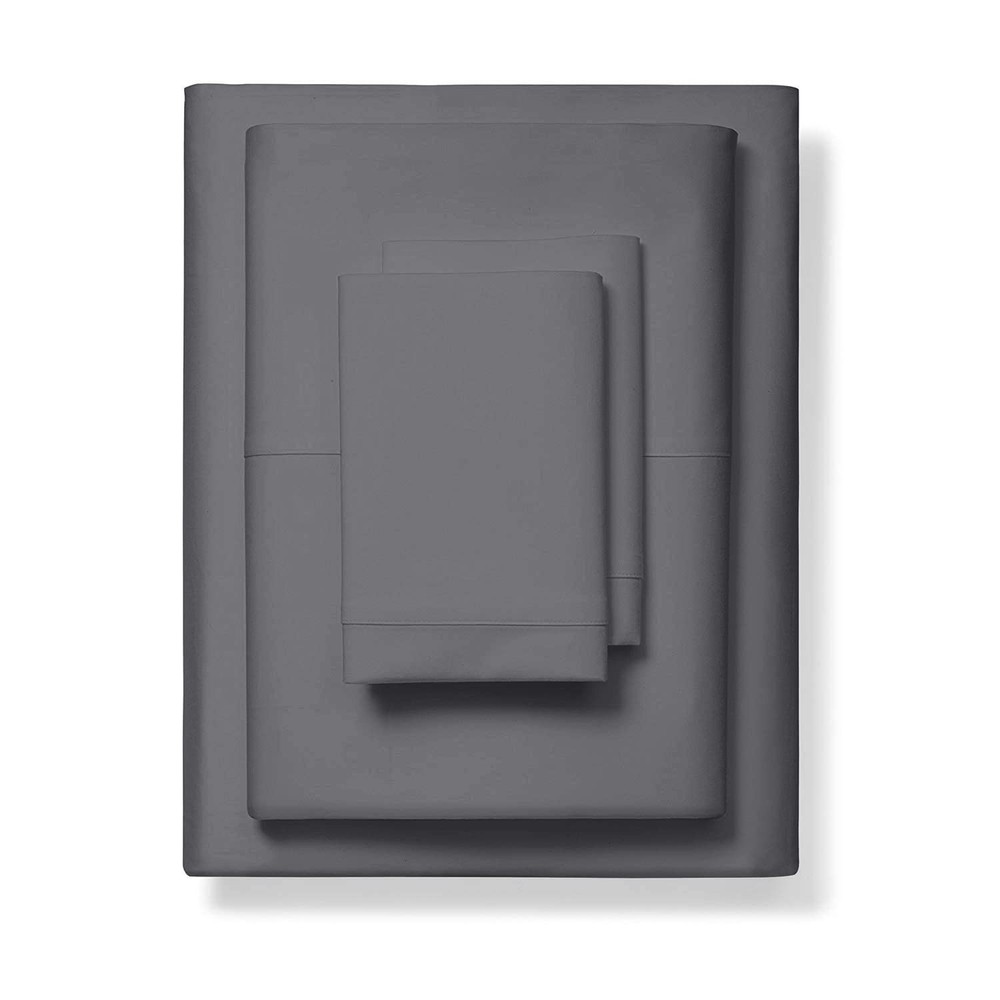 1000-Thread-Count 100% Pure Cotton Bed Sheets -4 Pc Full Size Dark Grey Sheet...