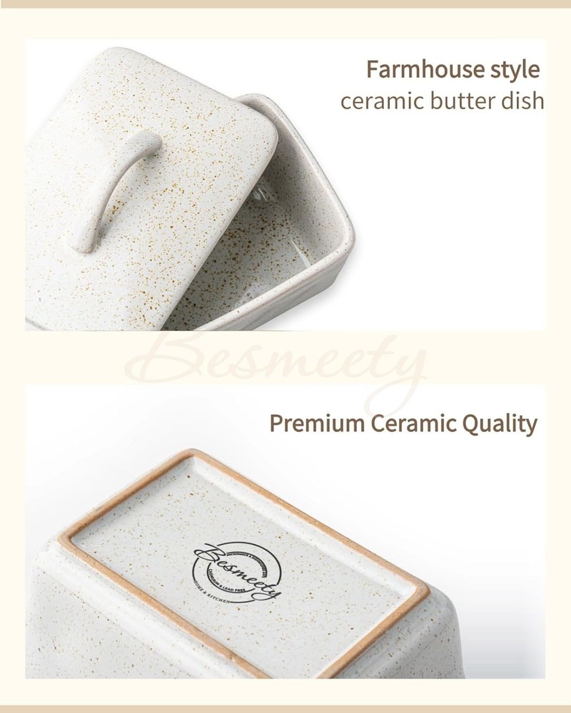 Versatile 250g Butter Dish with Lid - Rustic Gray Ceramic for Modern Kitchens