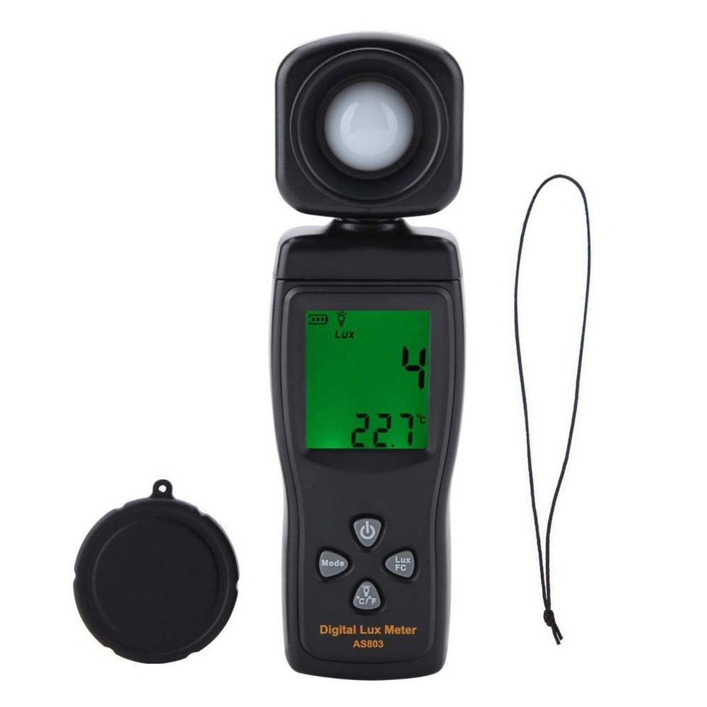 Portable 200K Lux Range Illuminance Meter W/ 180° Adjustable Sensor&Backlight
